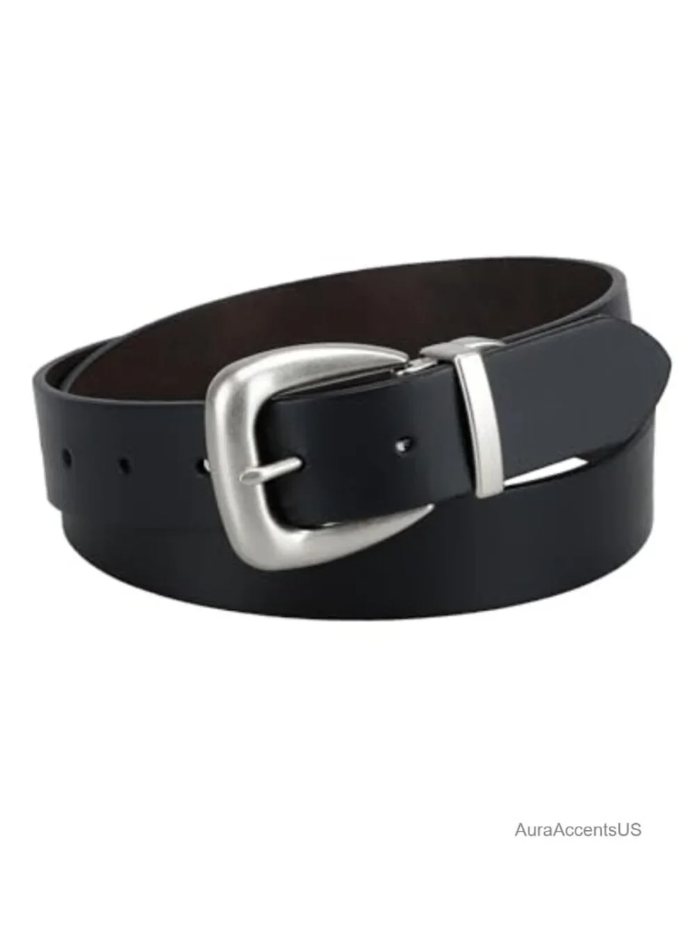 Reversible Western Buckle Casual Belt with Leather and PU